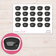 Black Heart Pet Bed Planner Stickers | DDZ-4654 — 4 × 3 inch sheet and enlarged sticker detail