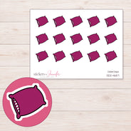 Magenta Pillow Planner Stickers | DDZ-4657 — 4 × 3 inch sheet and enlarged sticker detail