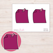 Berry Pinned Note Planner Stickers | DDZ-4661 — 4 × 3 inch sheet and enlarged sticker detail