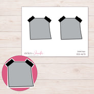 Gray Double-Tape Note Planner Stickers | DDZ-4673 — 4 × 3 inch sheet and enlarged sticker detail