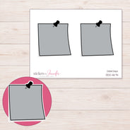 Gray Pushpin Note Planner Stickers | DDZ-4674 — 4 × 3 inch sheet and enlarged sticker detail
