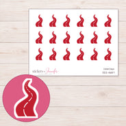 Red Winding Road Planner Stickers | DDZ-4687 — 4 × 3 inch sheet and enlarged sticker detail