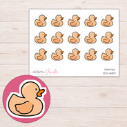 Peach Rubber Duck Planner Stickers | DDZ-4689 — 4 × 3 inch sheet and enlarged sticker detail
