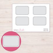 Gray Rounded Stitched Half Box Planner Stickers | DDZ-4713 — 4 × 3 inch sheet and enlarged sticker detail