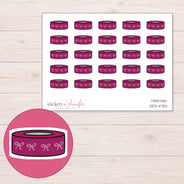 Magenta Bow Washi Tape Planner Stickers | DDZ-4754 — 4 × 3 inch sheet and enlarged sticker detail