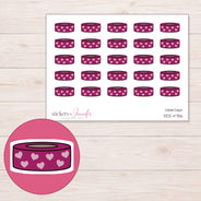 Magenta Heart Washi Tape Planner Stickers | DDZ-4756 — 4 × 3 inch sheet and enlarged sticker detail