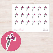 Magenta Tattoo Machine Planner Stickers | DDZ-4777 — 4 × 3 inch sheet and enlarged sticker detail