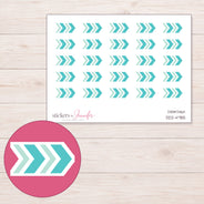 Teal Chevron Arrow Planner Stickers | DDZ-4785 — 4 × 3 inch sheet and enlarged sticker detail