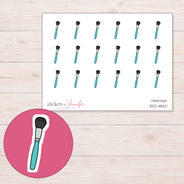 Teal Makeup Brush Planner Stickers | DDZ-4820 — 4 × 3 inch sheet and enlarged sticker detail