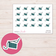 Teal Crochet Swatch Planner Stickers | DDZ-4849 — 4 × 3 inch sheet and enlarged sticker detail
