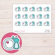 Teal Dish Soap and Heart Plate Planner Stickers | DDZ-4860 — 4 × 3 inch sheet and enlarged sticker detail