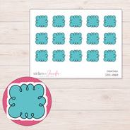 Teal Loopy Doodle Cloud Planner Stickers | DDZ-4868 — 4 × 3 inch sheet and enlarged sticker detail