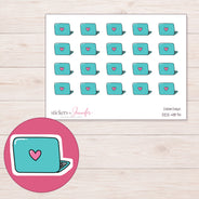 Teal Pink Heart Laptop Planner Stickers | DDZ-4874 — 4 × 3 inch sheet and enlarged sticker detail