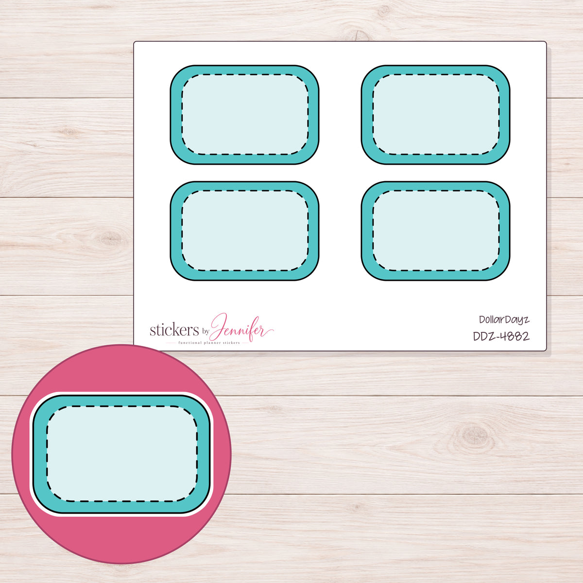 DDZ-4882 planner sticker sheet with enlarged sticker detail