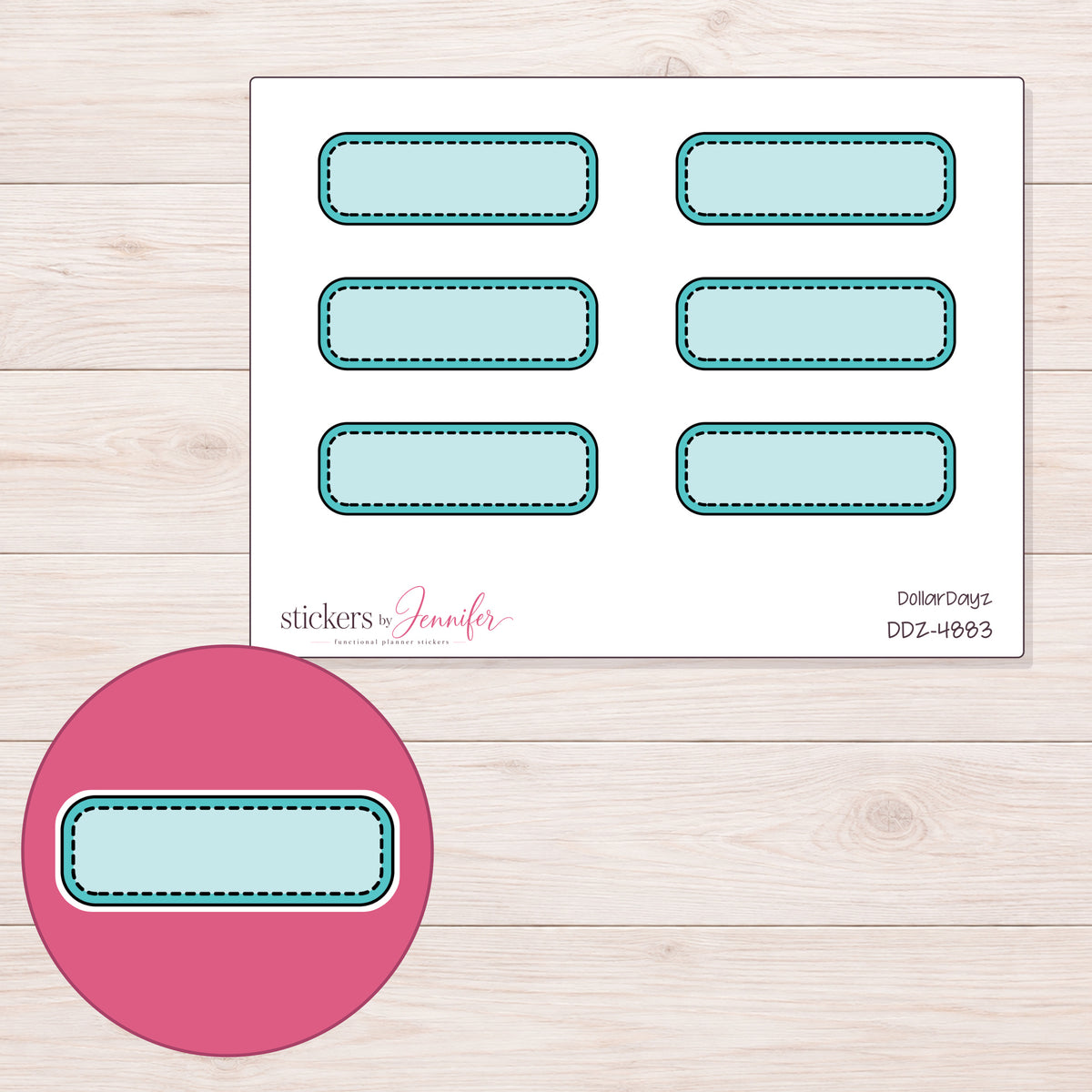 DDZ-4883 planner sticker sheet with enlarged sticker detail