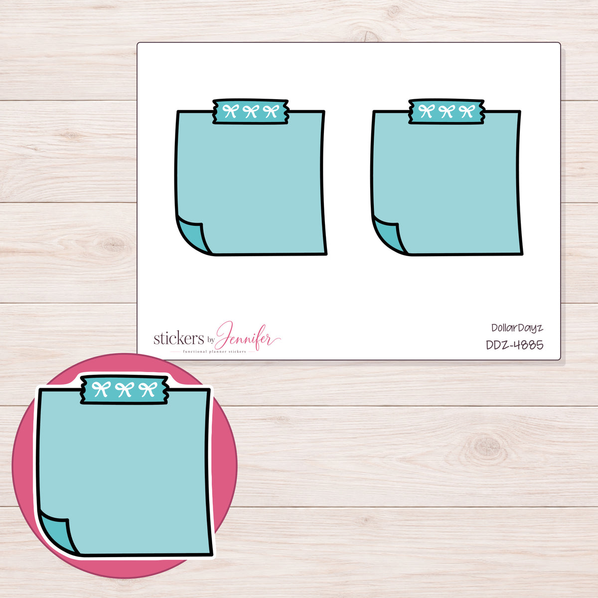 DDZ-4885 planner sticker sheet with enlarged sticker detail