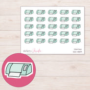 Mint Cutting Machine Planner Stickers | DDZ-4889 — 4 × 3 inch sheet and enlarged sticker detail