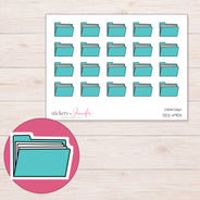 Teal File Folder Planner Stickers | DDZ-4904 — 4 × 3 inch sheet and enlarged sticker detail