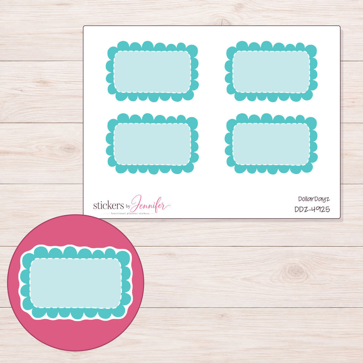 DDZ-4925 planner sticker sheet with enlarged sticker detail