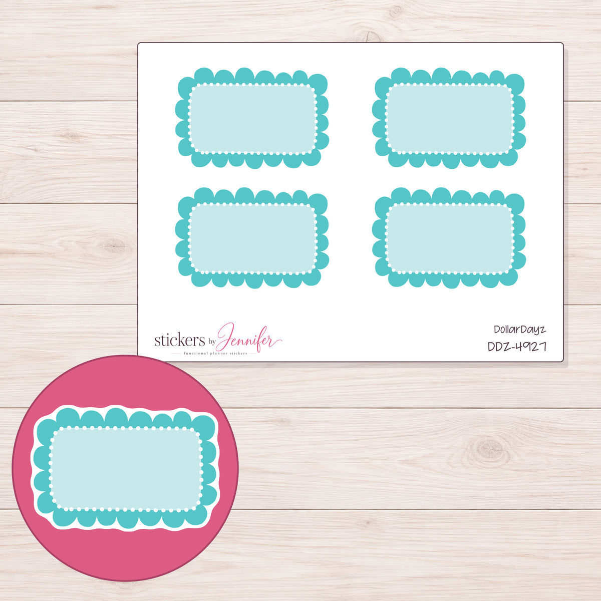 DDZ-4927 planner sticker sheet with enlarged sticker detail