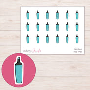 Teal Highlighter Planner Stickers | DDZ-4931 — 4 × 3 inch sheet and enlarged sticker detail