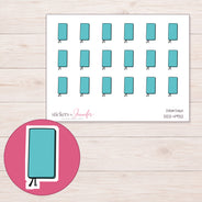 Teal Slim Closed Planner Stickers | DDZ-4932 — 4 × 3 inch sheet and enlarged sticker detail