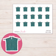 Teal Knitted Swatch Planner Stickers | DDZ-4945 — 4 × 3 inch sheet and enlarged sticker detail