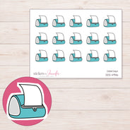 Teal Label Printer Planner Stickers | DDZ-4946 — 4 × 3 inch sheet and enlarged sticker detail