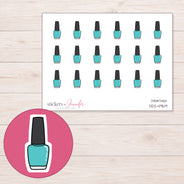 Teal Nail Polish Planner Stickers | DDZ-4969 — 4 × 3 inch sheet and enlarged sticker detail