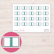 Teal Open Mini Notebook Planner Stickers | DDZ-4973 — 4 × 3 inch sheet and enlarged sticker detail