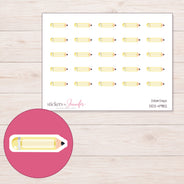 Pastel Yellow Pencil Planner Stickers | DDZ-4982 — 4 × 3 inch sheet and enlarged sticker detail