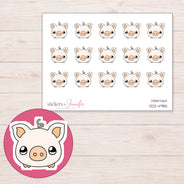 Cream Piggy Bank with Coin Planner Stickers | DDZ-4985 — 4 × 3 inch sheet and enlarged sticker detail