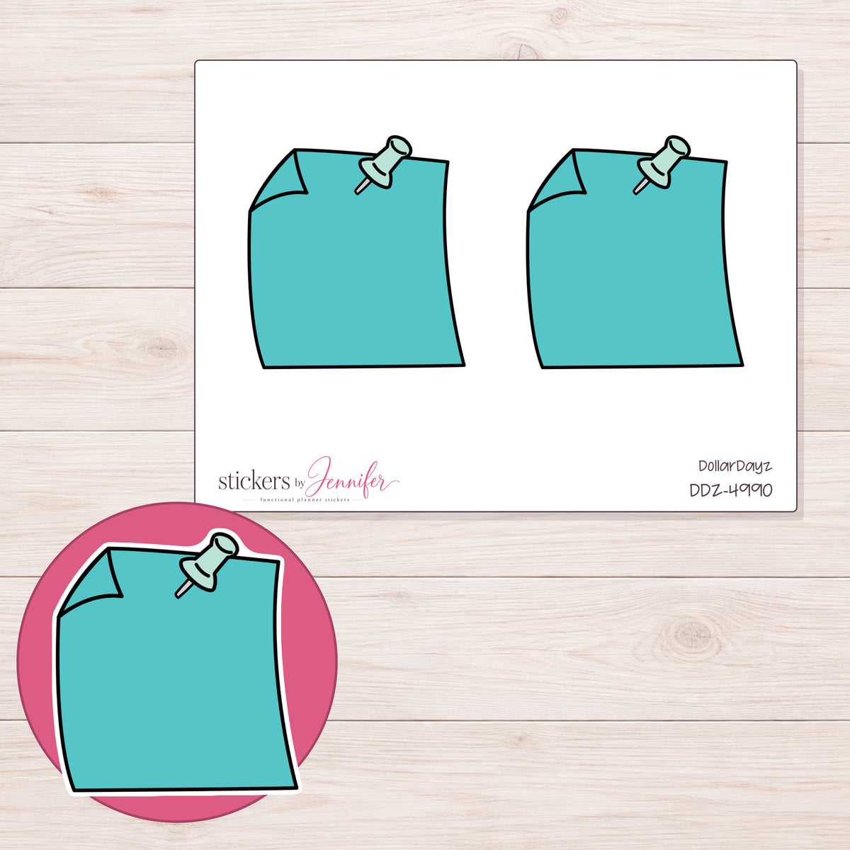 DDZ-4990 planner sticker sheet with enlarged sticker detail