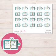Teal Decorated Ring Planner Stickers | DDZ-4992 — 4 × 3 inch sheet and enlarged sticker detail