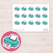 Teal Heart Printer Planner Stickers | DDZ-5006 — 4 × 3 inch sheet and enlarged sticker detail