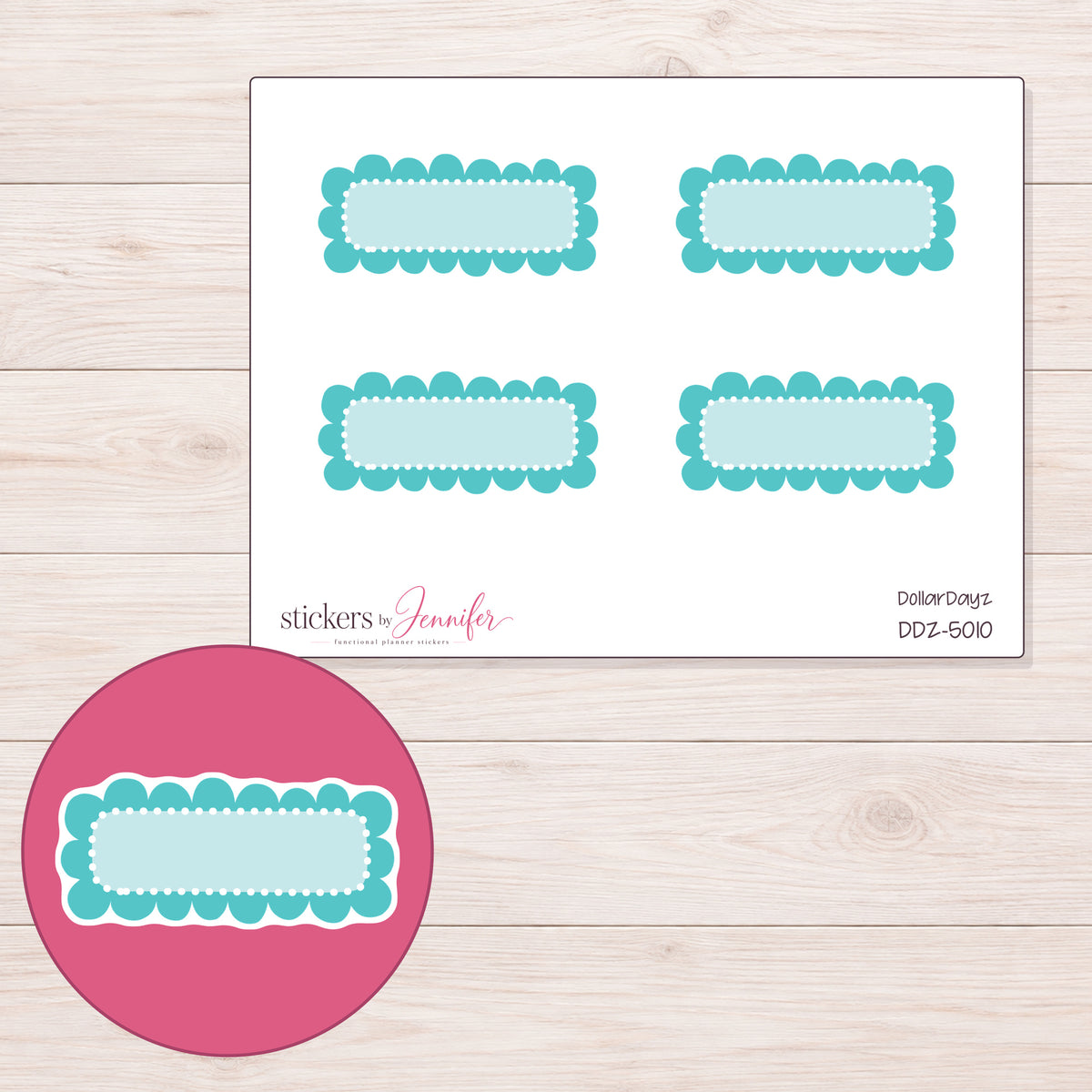 DDZ-5010 planner sticker sheet with enlarged sticker detail