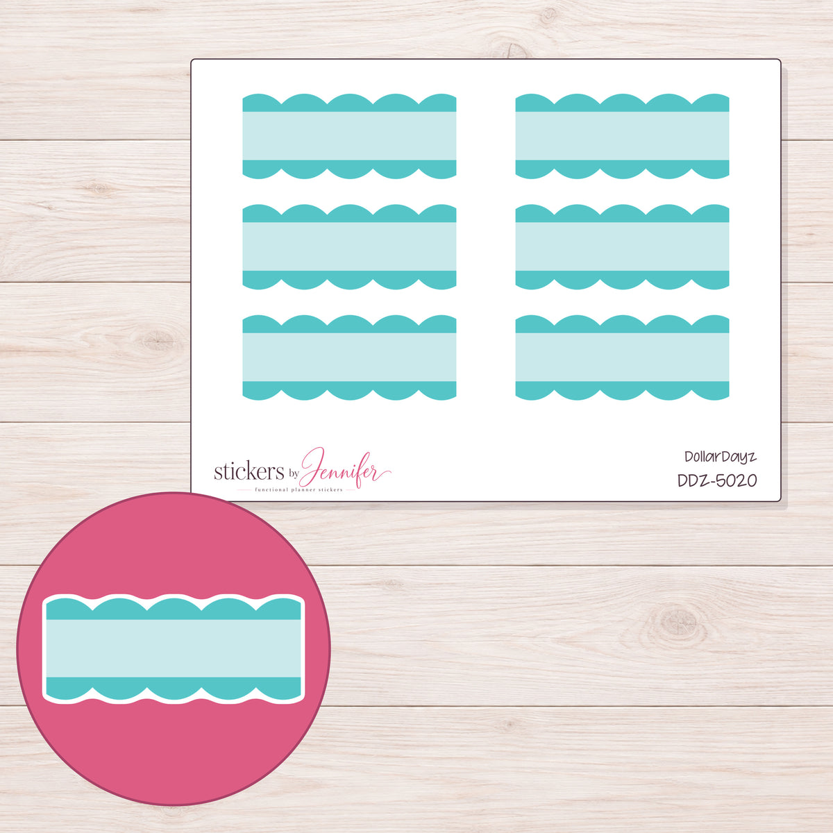 DDZ-5020 planner sticker sheet with enlarged sticker detail