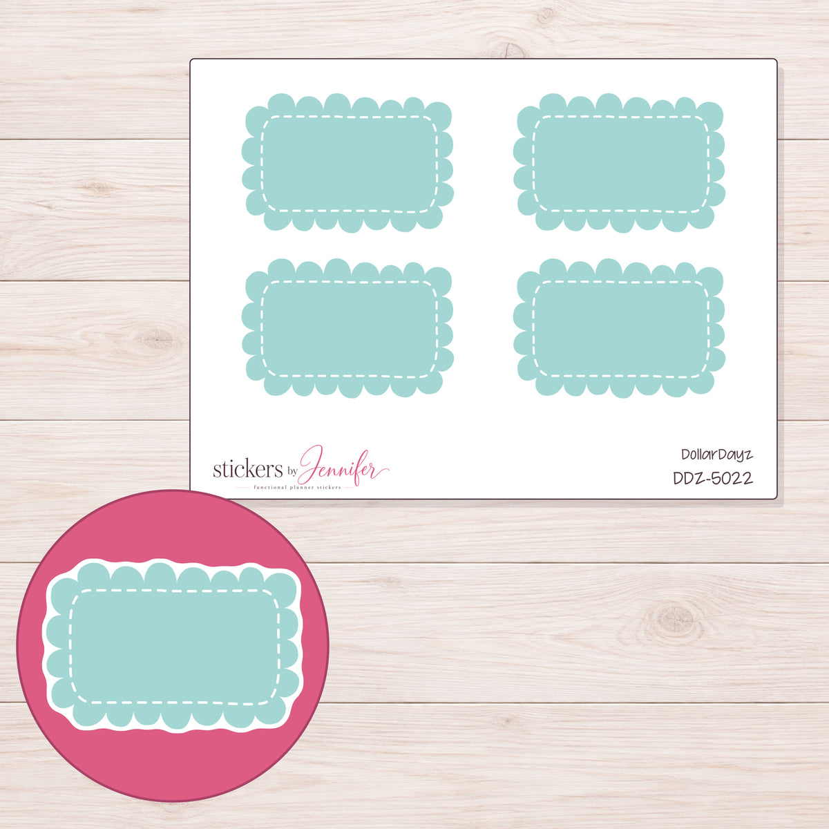DDZ-5022 planner sticker sheet with enlarged sticker detail