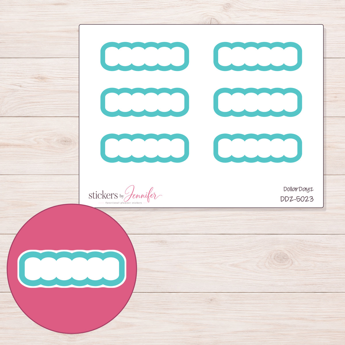 DDZ-5023 planner sticker sheet with enlarged sticker detail