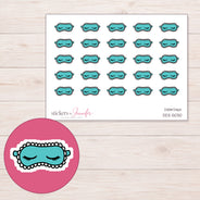 Teal Sleep Mask Planner Stickers | DDZ-5030 — 4 × 3 inch sheet and enlarged sticker detail