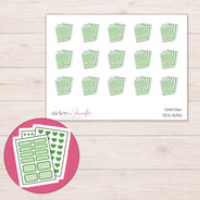 Green Planner Sticker Sheets Planner Stickers | DDZ-5040 — 4 × 3 inch sheet and enlarged sticker detail