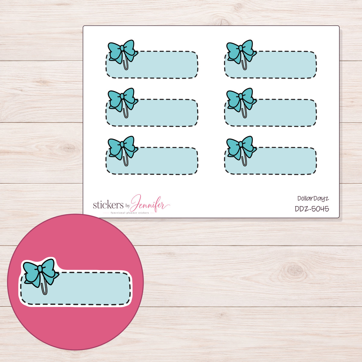 DDZ-5045 planner sticker sheet with enlarged sticker detail