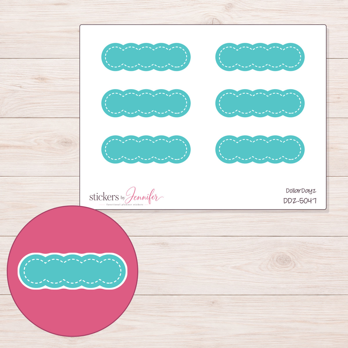 DDZ-5047 planner sticker sheet with enlarged sticker detail