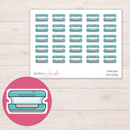 Teal Tanning Bed Planner Stickers | DDZ-5055 — 4 × 3 inch sheet and enlarged sticker detail