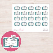 Open Planner with Bow Clip Planner Stickers | DDZ-5067 — 4 × 3 inch sheet and enlarged sticker detail