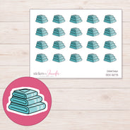 Stack of Teal Towels Planner Stickers | DDZ-5073 — 4 × 3 inch sheet and enlarged sticker detail