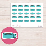 Teal Washi Roll with Loose End Planner Stickers | DDZ-5081 — 4 × 3 inch sheet and enlarged sticker detail