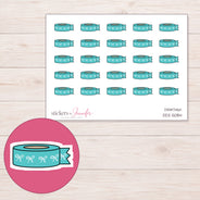 Teal Bow Washi with Loose End Planner Stickers | DDZ-5084 — 4 × 3 inch sheet and enlarged sticker detail
