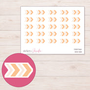 Peach Chevron Arrows Planner Stickers | DDZ-5114 — 4 × 3 inch sheet and enlarged sticker detail