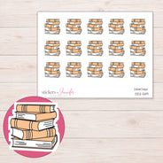 Peach Stack of Books Planner Stickers | DDZ-5119 — 4 × 3 inch sheet and enlarged sticker detail